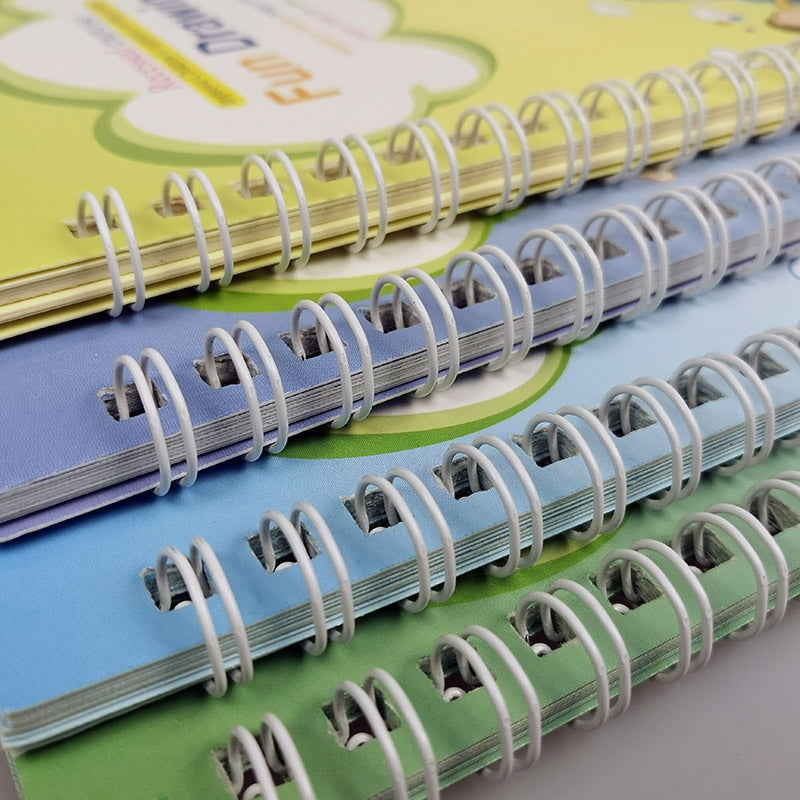 Kit 4 Cadernos de Caligrafia Mágicos Reutilizáveis – Aprenda e Pratique Sem Fim!