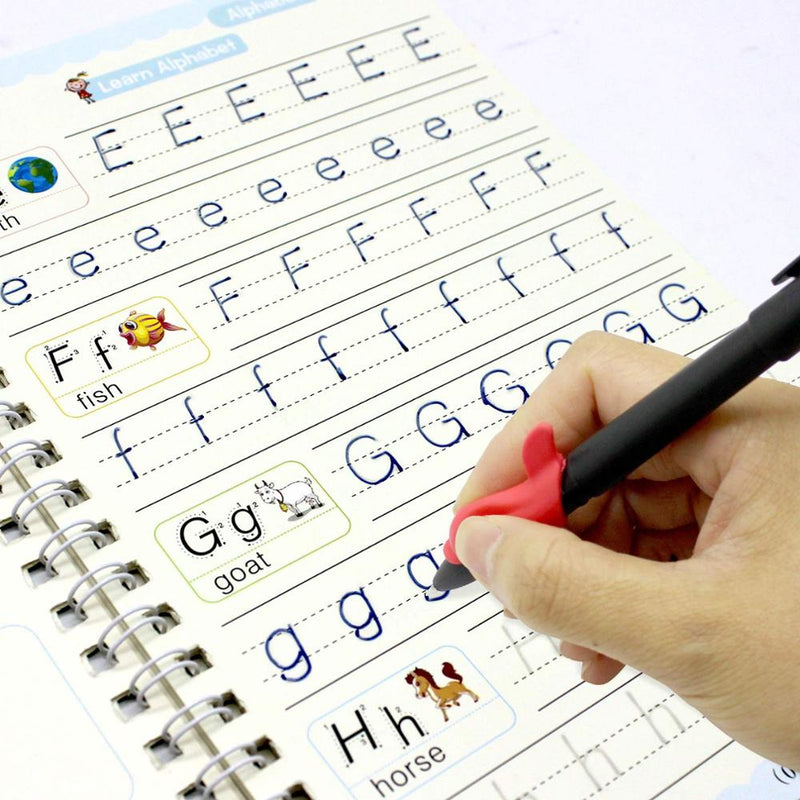 Kit 4 Cadernos de Caligrafia Mágicos Reutilizáveis – Aprenda e Pratique Sem Fim!
